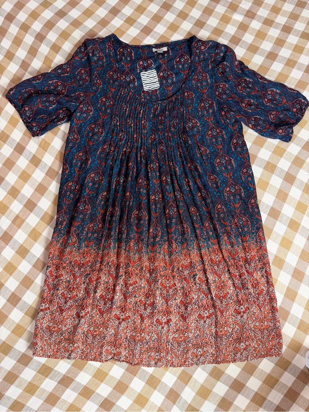 NWT Ecote Anthropologie Paisley Ombre Pintuck Shift Dress Size S